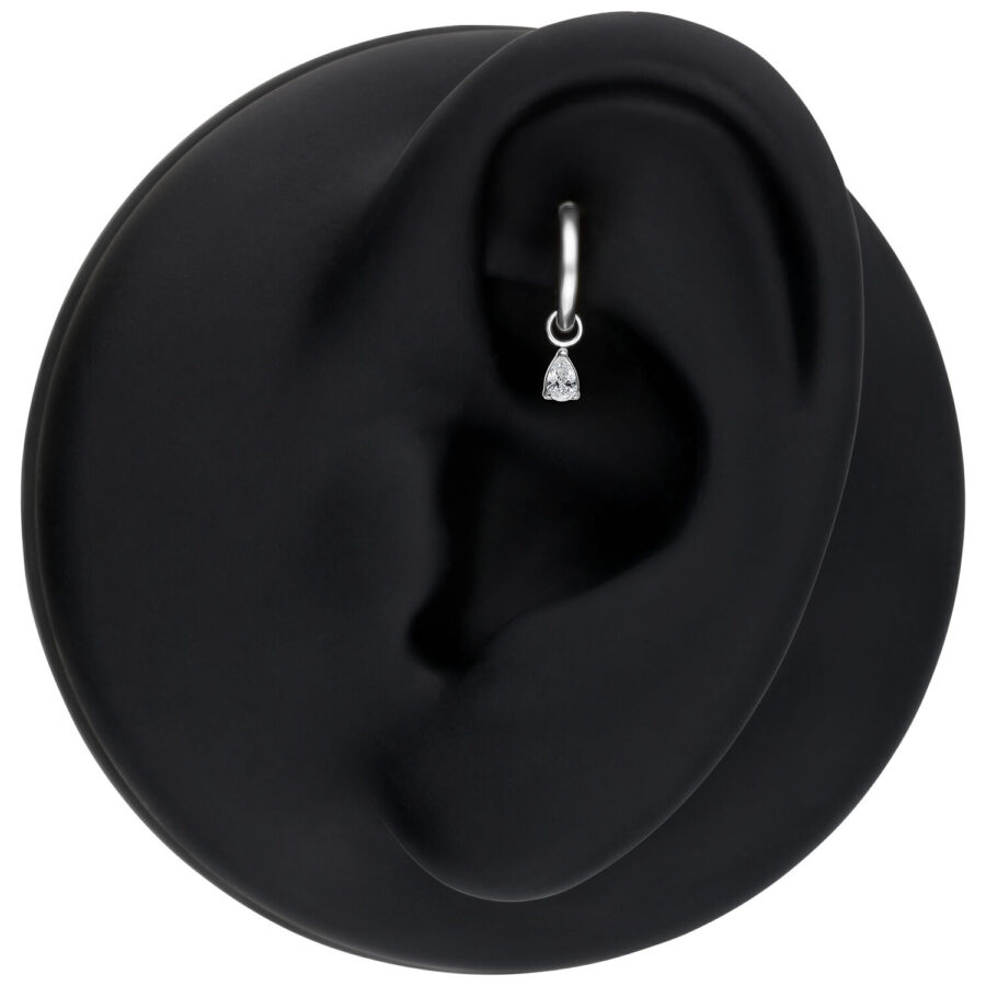 Colgante de gota de cristal plateado en modelo de oreja negra