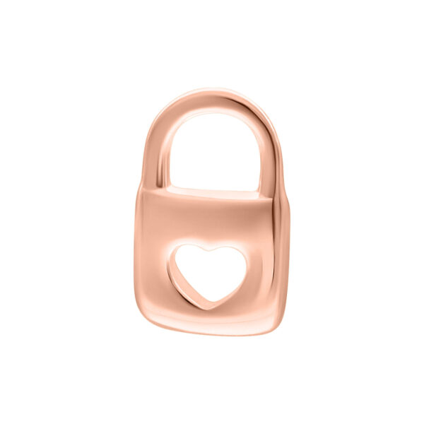 Corazón de Rosé Gold Push Fit con corte en forma de corazón sobre fondo blanco