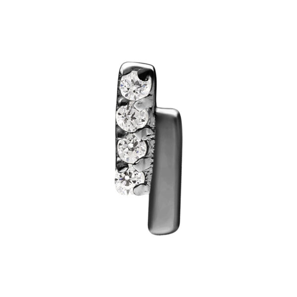 Accesorio Push Fit negro con cristales claros sobre fondo blanco