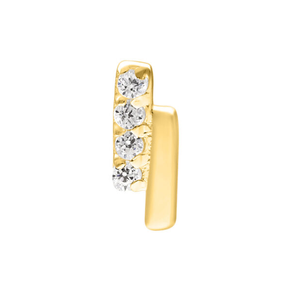 Ajuste de oro con cristales claros sobre fondo blanco