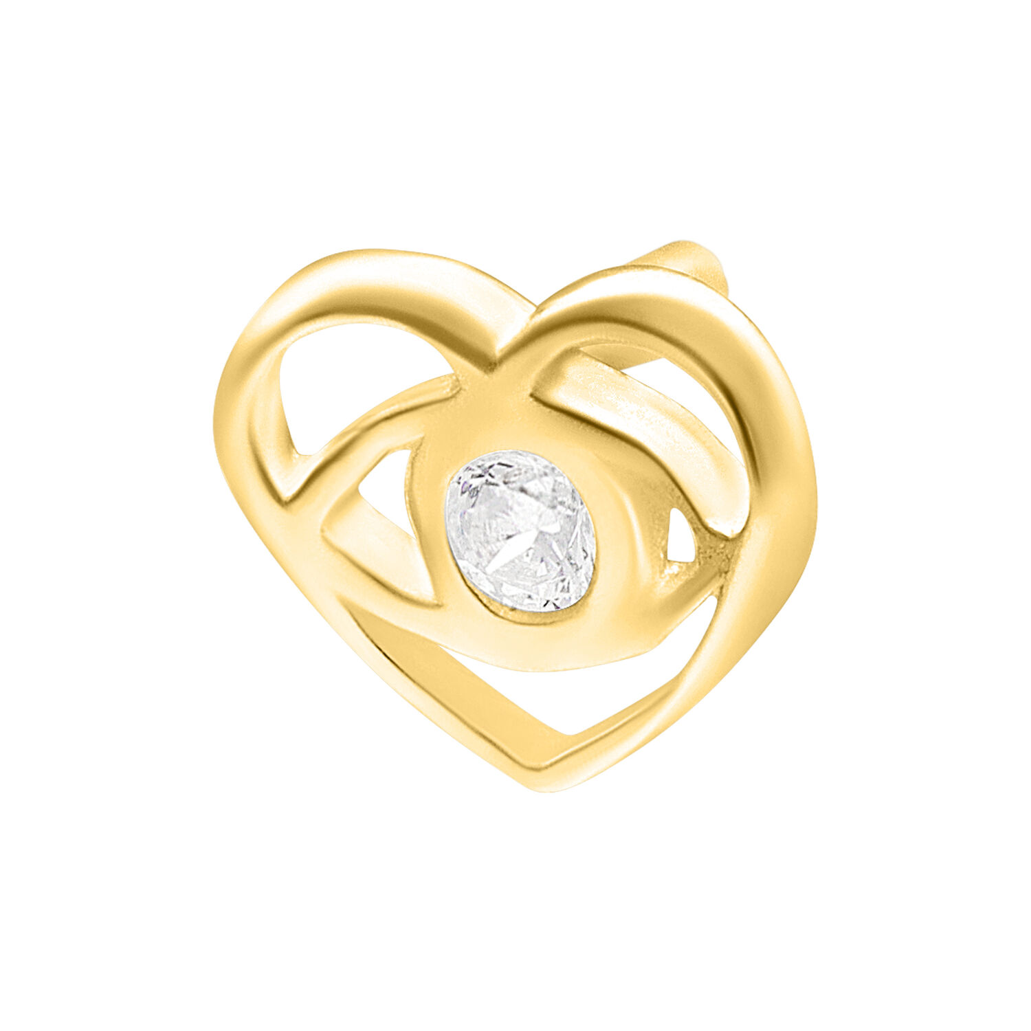 Aplique dorado en forma de corazón para Push Fit con cristal claro en el centro