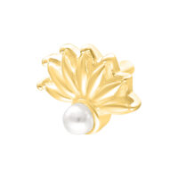 Ajuste Push Fit dorado con acento de perla sobre fondo blanco