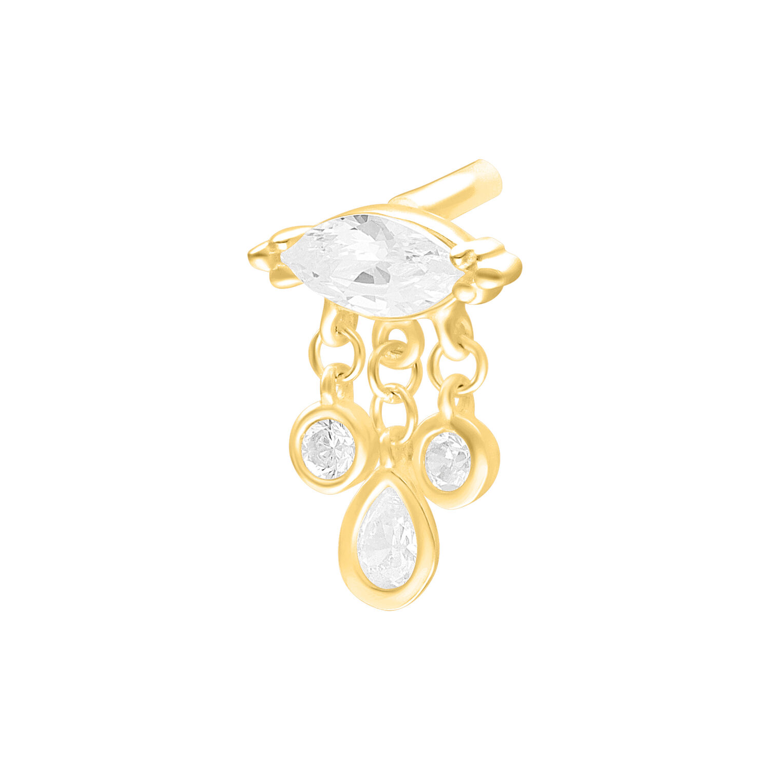 Ajuste Push Fit dorado con cristal claro sobre fondo blanco