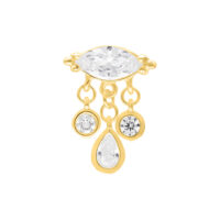 Accesorio dorado con cristales brillantes, adecuado para piercings Push Fit
