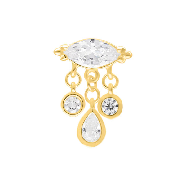 Accesorio dorado con cristales brillantes, adecuado para piercings Push Fit
