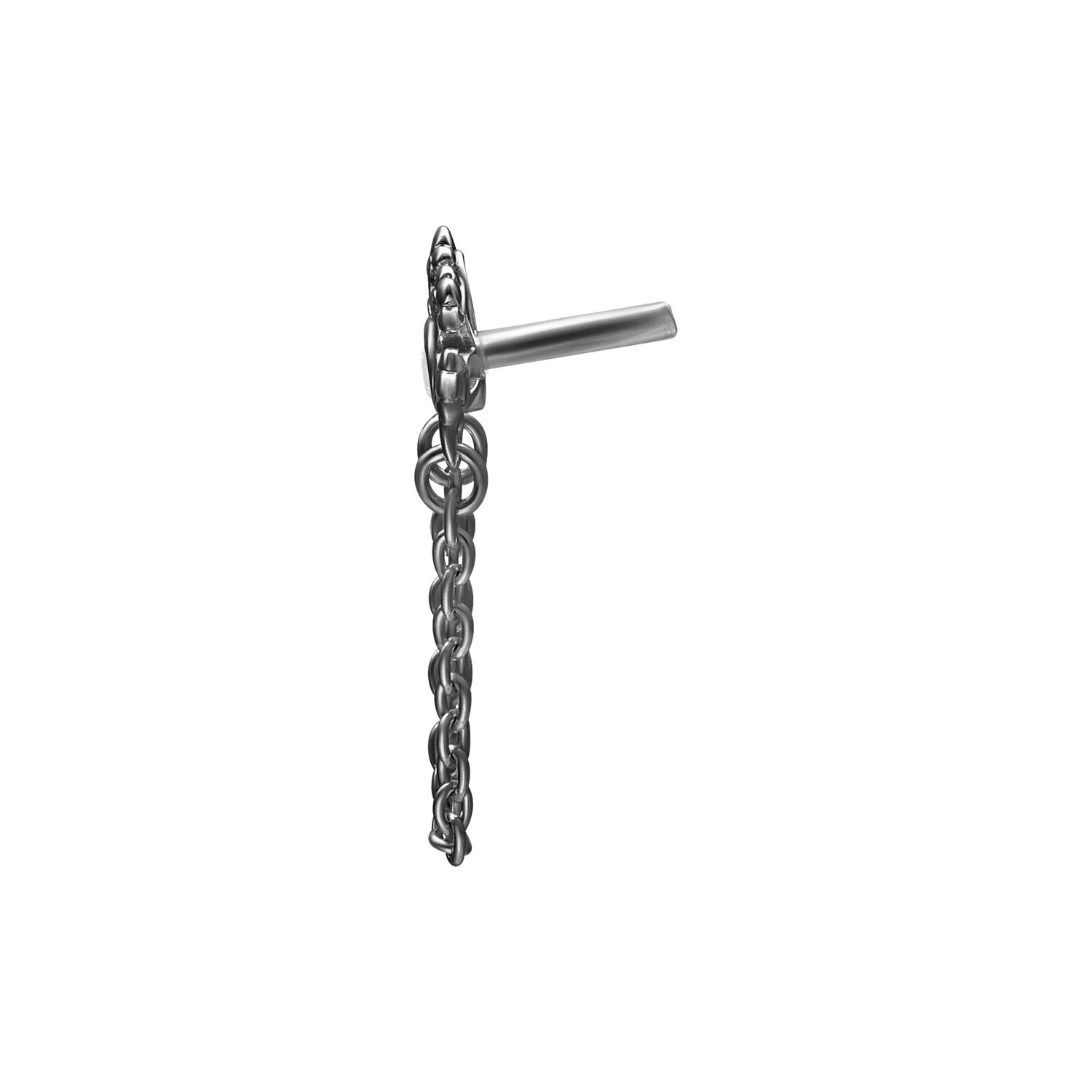 Accesorio de metal negro para Push Fit con detalle de cadena, vista lateral