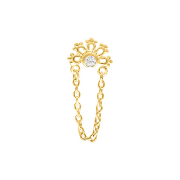 Ajuste Push dorado con cristal claro, cadenas delicadas