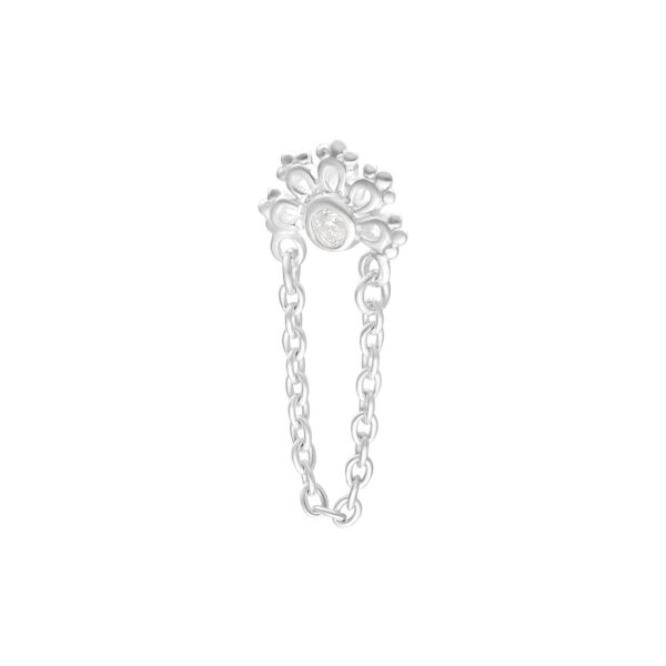 Ajuste Push de Plata con cristal claro sobre fondo blanco