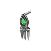 Adaptador Push Fit negro con cristal verde en forma de gota sobre fondo blanco