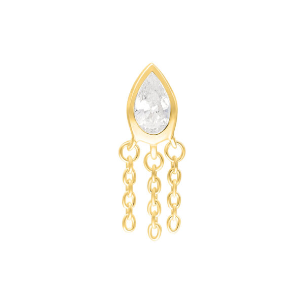 Ajuste Push Fit Linda dorado con piedra cristalina y cadenas