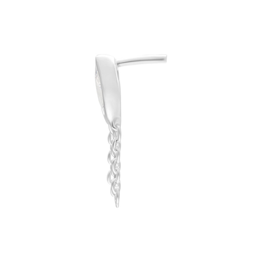 Ajuste Push Fit Linda plateado con cristales claros y cadena