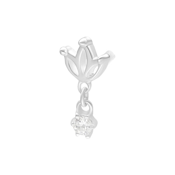 Accesorio de loto plateado con cristal claro para Push Fit sobre fondo blanco