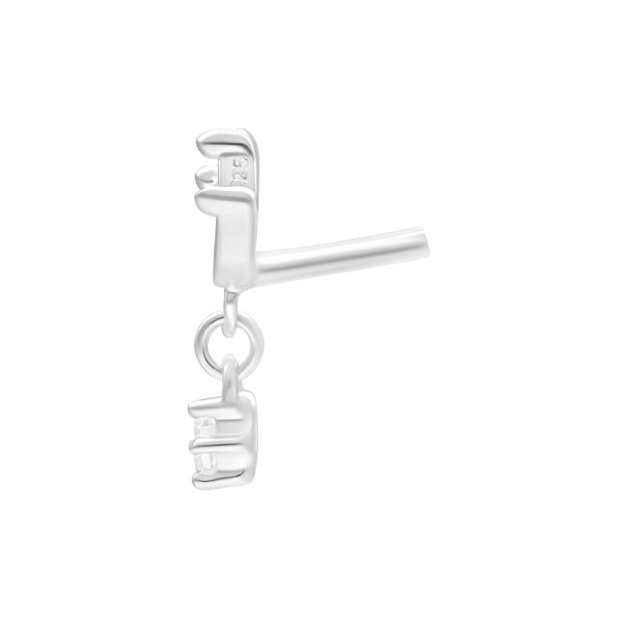 Accesorio Lotus de Plata para Push Fit de metal con piedra cristalina, vista lateral