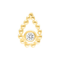 Accesorio Push Bead Drop dorado con cristal claro sobre fondo blanco