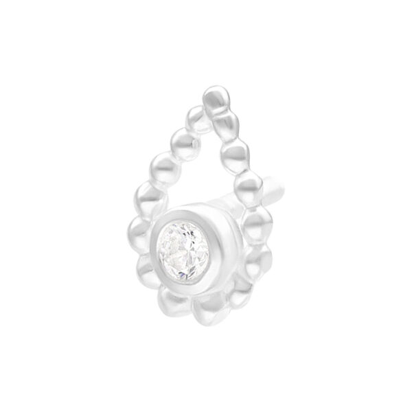 Accesorio Push Fit plateado con cristales claros sobre fondo blanco