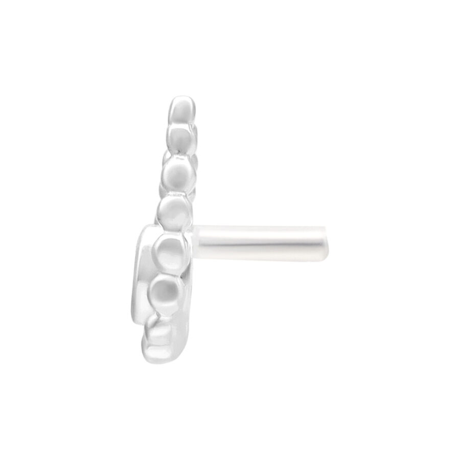 Accesorio Push Fit Bead Drop plateado sobre fondo blanco