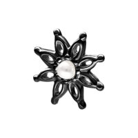 Aplique Bloom Negro Push Fit con decoración de perlas sobre fondo blanco