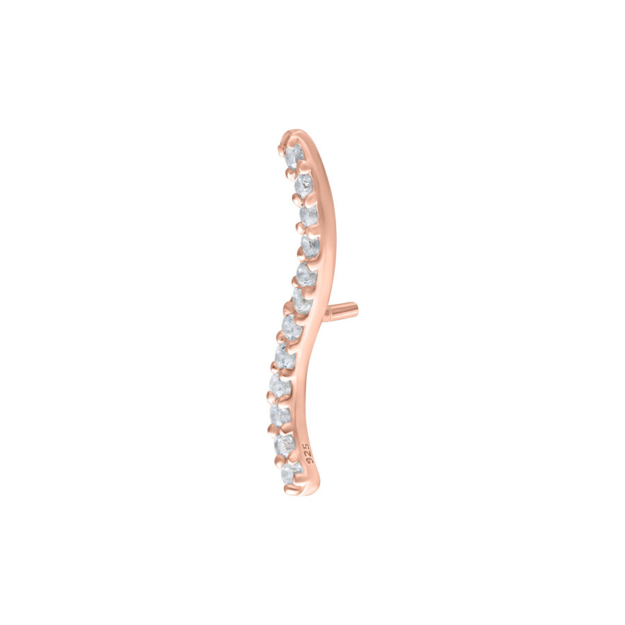 Accesorio Push Fit de oro rosado con cristales claros sobre fondo blanco