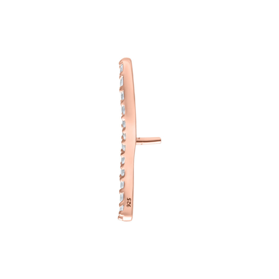Adorno Push Fit de roségold con cristales claros sobre fondo blanco