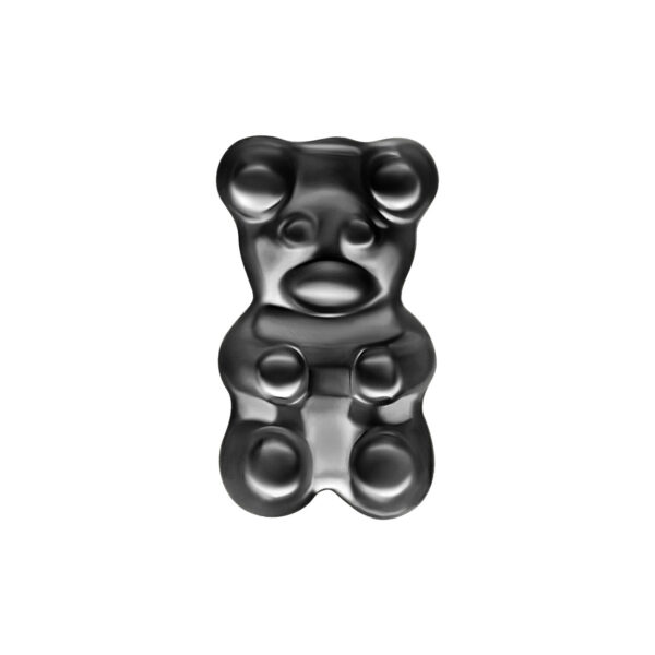 Adorno negro Gummi Bear para Push Fit sobre fondo blanco
