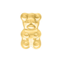 Aplique de Oso de Goma Dorado de metal sobre fondo blanco