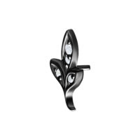 Cristal Leaf Negro para Push Fit con cristales claros sobre fondo blanco