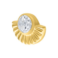 Ajuste Push Fit Arinna dorado con cristal Ajuste Push Fit Arinna dorado con cristal ovalado sobre fondo blanco