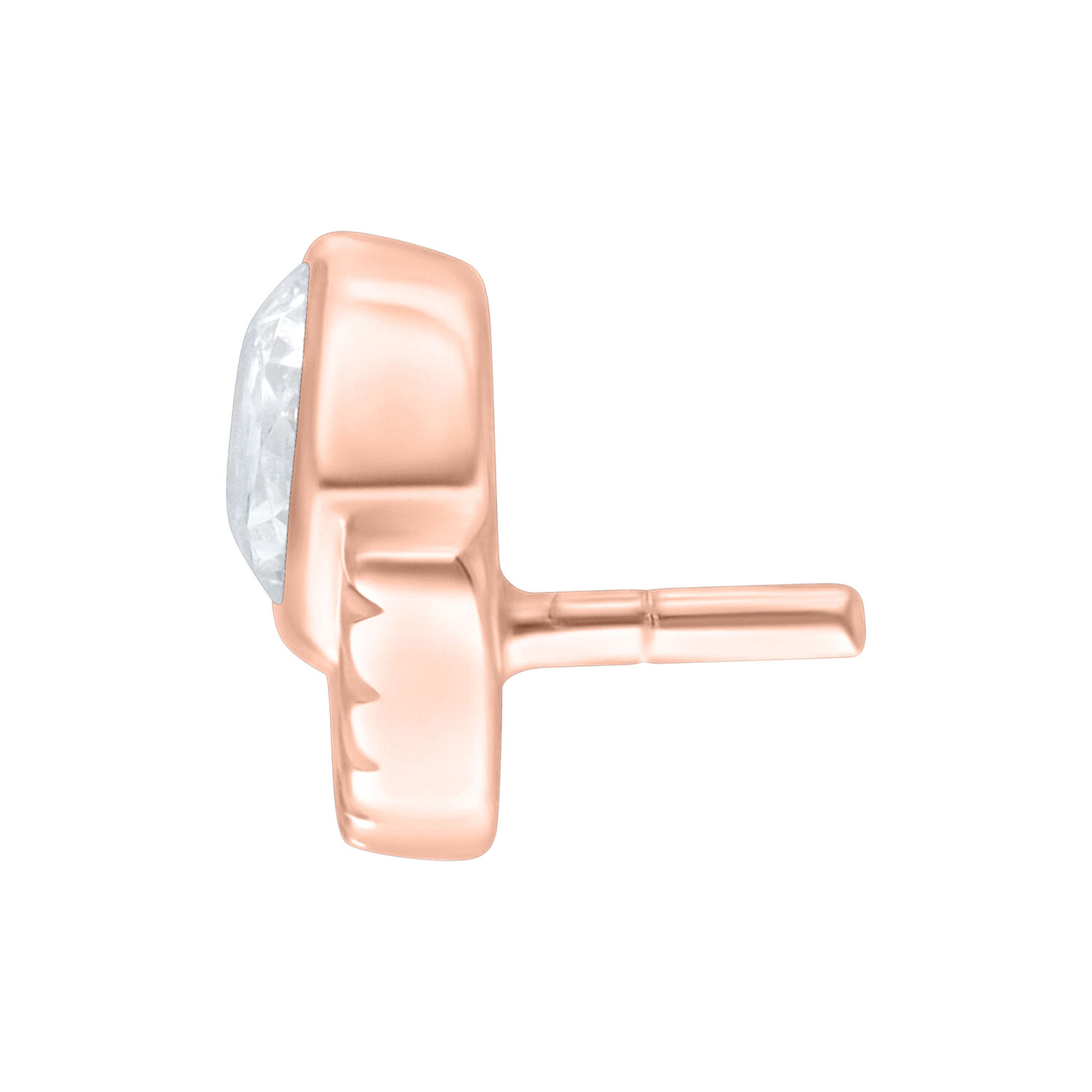 Accesorio Push Fit en oro rosa con piedra brillante sobre fondo blanco