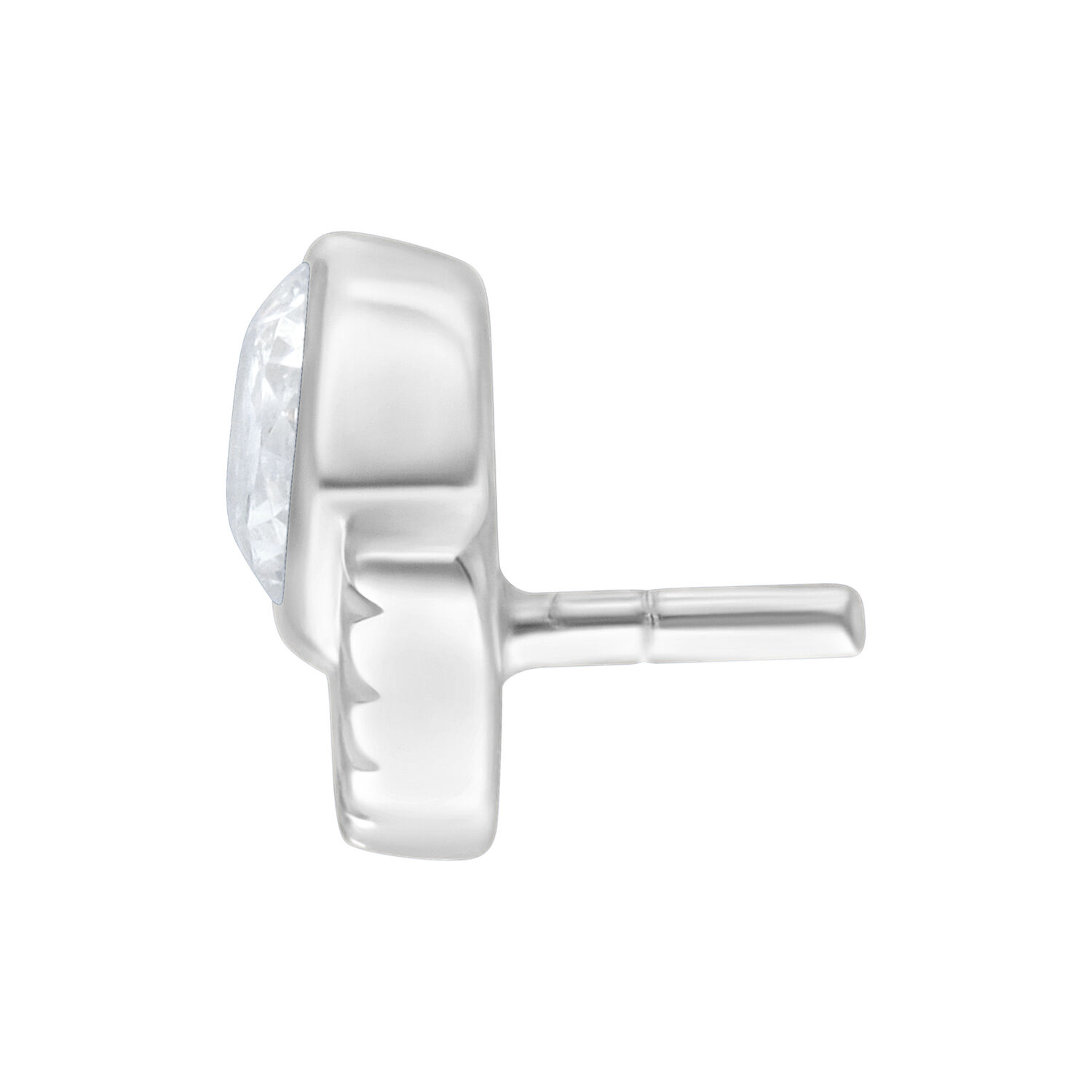 Adorno Push Fit Arinna de plata con diseño plano sobre fondo blanco