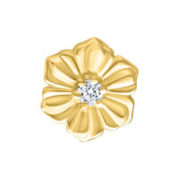 Adorno de hibisco dorado con cristal claro para piercings Push Fit