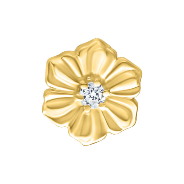 Adorno de hibisco dorado con cristal claro para piercings Push Fit