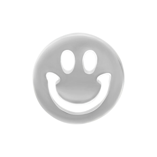 Smiley plateado para Bioplast sobre fondo blanco