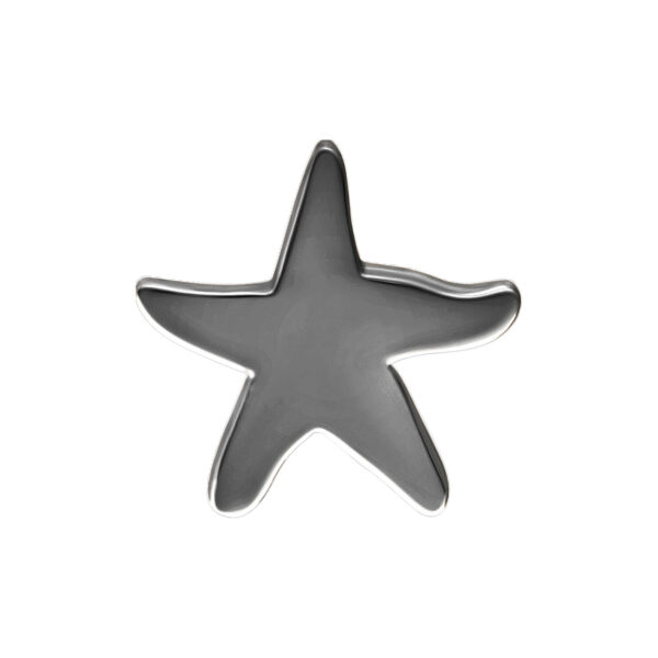 Accesorio de estrella de mar negra de plata para piercing Push Fit sobre fondo blanco