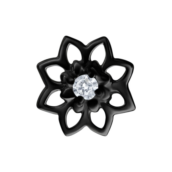 Negro Sunflower Aplique para Push Fit con cristal brillante en el centro