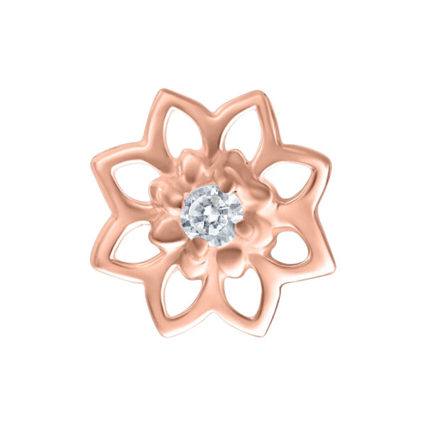 Ajuste de girasol en oro rosa con cristal para Push Fit sobre fondo blanco