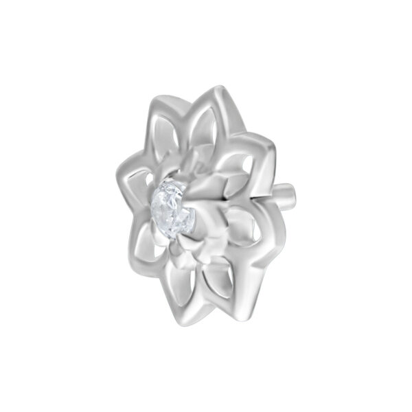 Ajuste Sunflower plateado con cristal claro sobre fondo blanco