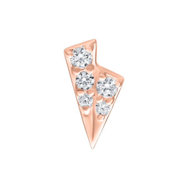 Rosado dorado Push Fit en forma de Tricorne con cristales brillantes sobre fondo blanco