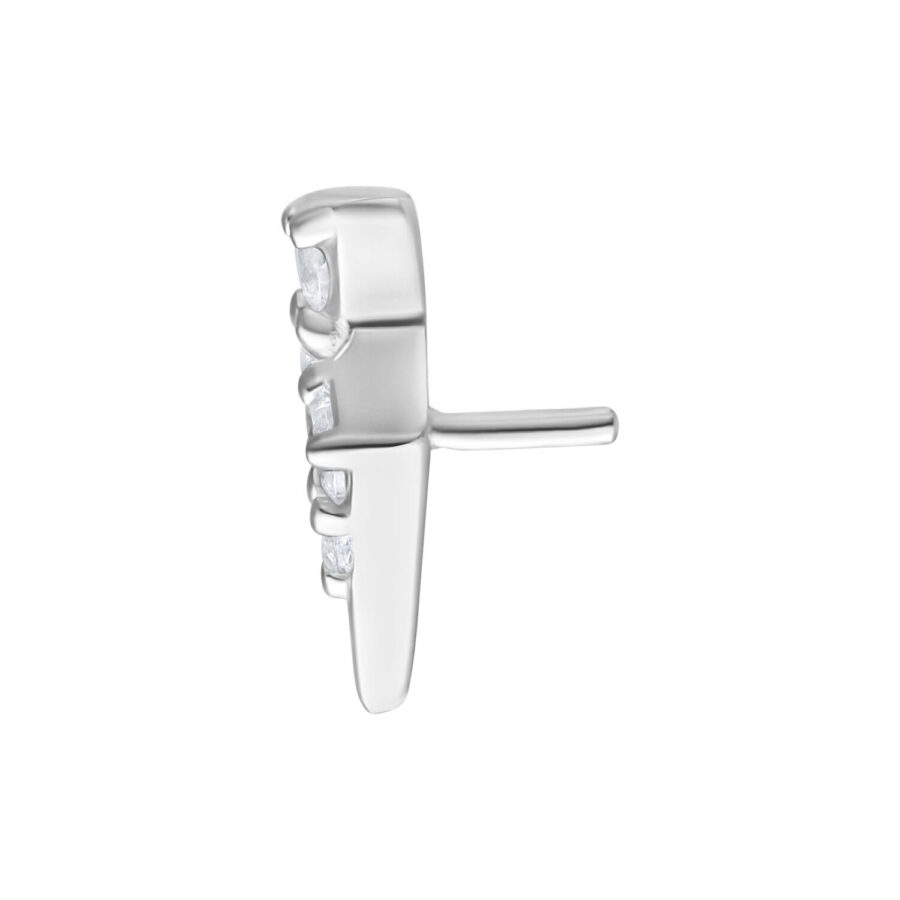 Aplique Tricorne Push Fit plateado con piedras brillantes sobre fondo blanco