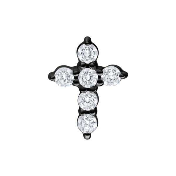 Negro Cruz de Cristal con piedras brillantes, fondo de estudio