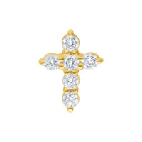 Golden cross top con cristales claros sobre fondo blanco