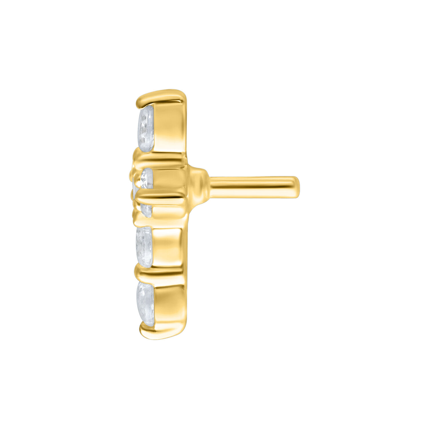 Ajuste Push Fit dorado con cristales sobre fondo blanco