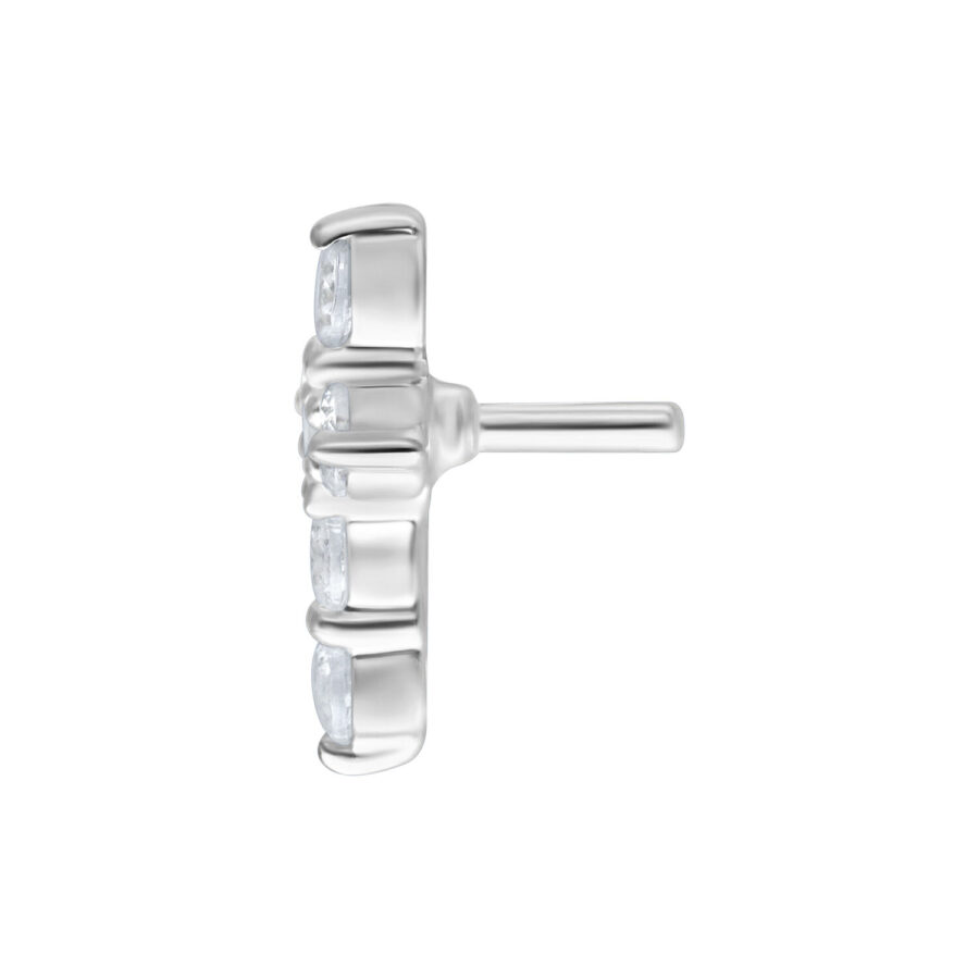 Ajuste de Cruz de Cristal Plateado para Bioplast con cristales claros sobre fondo blanco