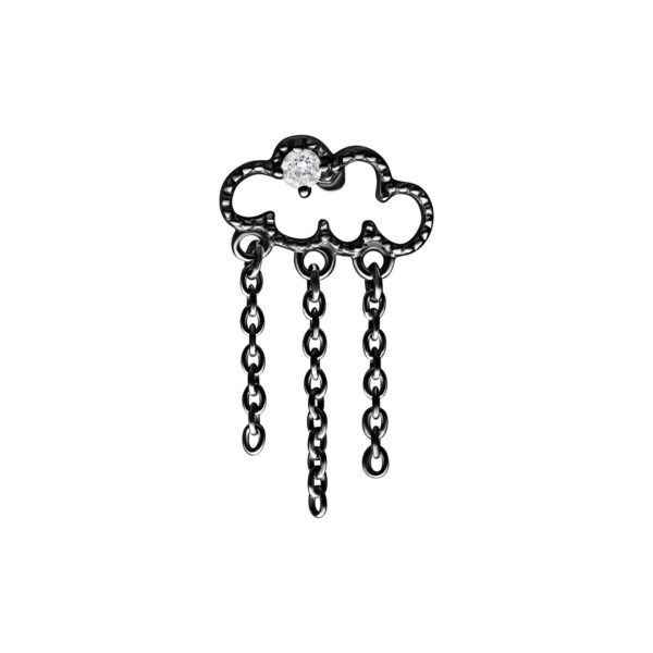 Cloudy de metal negro con piedra brillante y cadenas colgantes