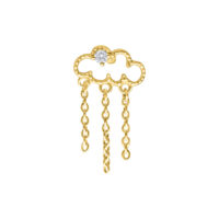 Cloudy dorado para Push Fit con cadenas y un cristal sobre fondo blanco