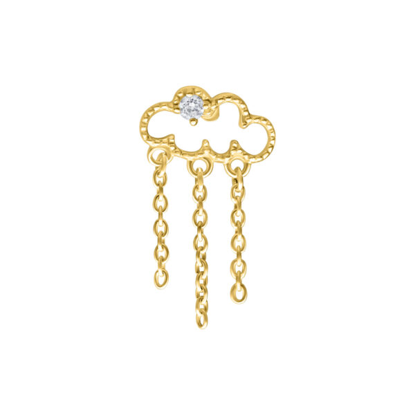 Cloudy dorado para Push Fit con cadenas y un cristal sobre fondo blanco