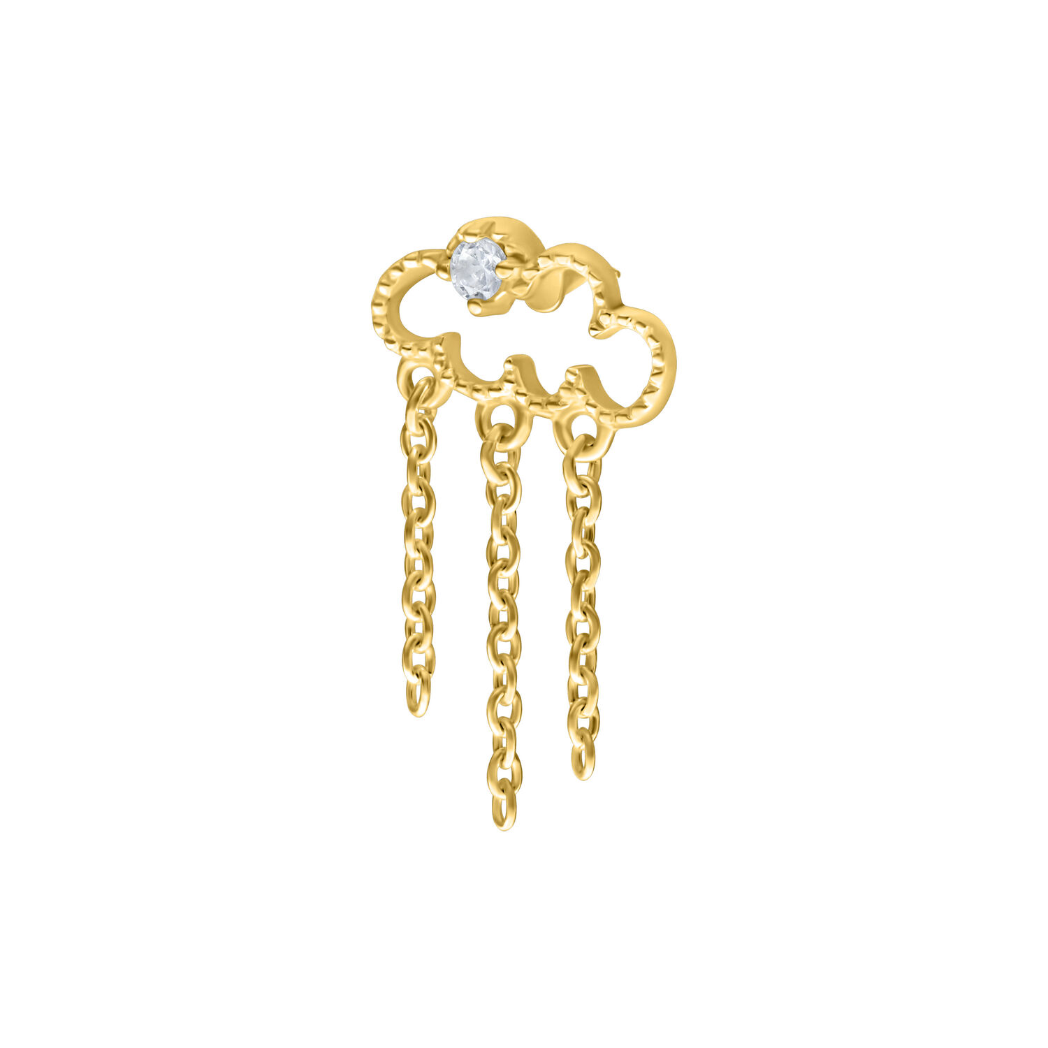 Ajuste de piercing Cloudy dorado con colgante de cadenas y piedra preciosa