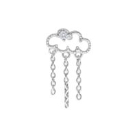 Cloudy plateado con cadenas y cristal sobre fondo blanco