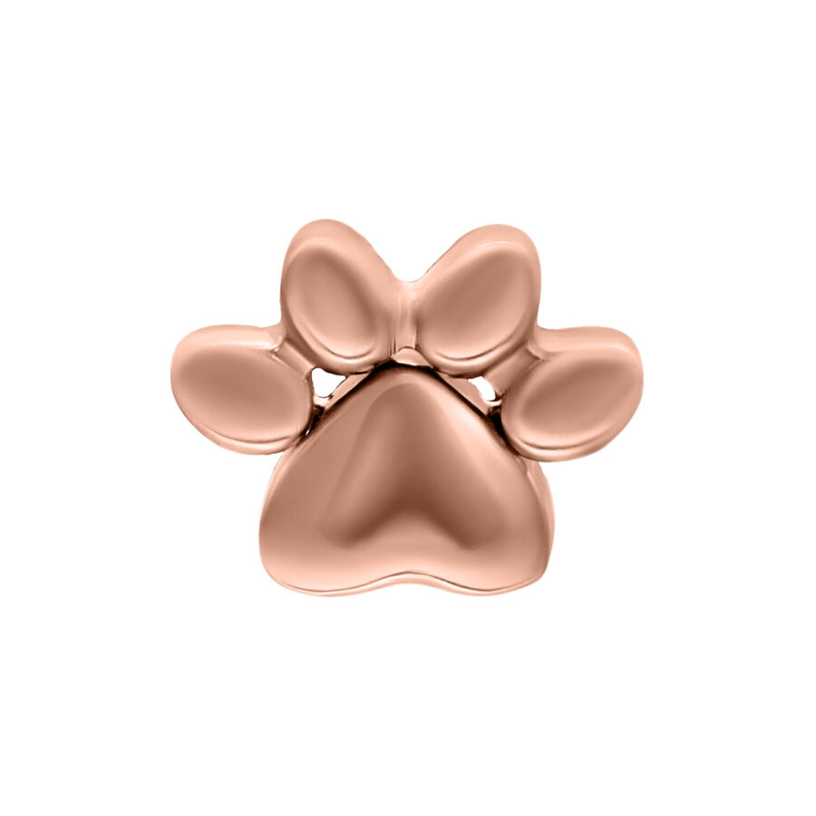 Adorno de pata en rosado dorado de titanio sobre fondo blanco