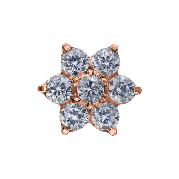 Adorno Push Fit roségold en forma de flor con cristales claros