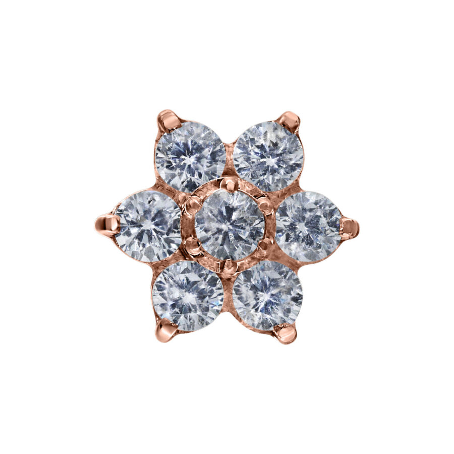 Adorno Push Fit roségold en forma de flor con cristales claros